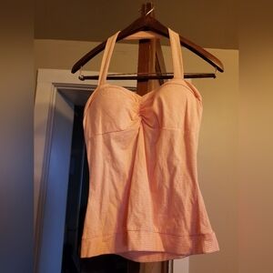 Orange Stripe Halter Tank Top